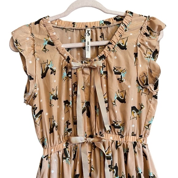 MUSS cute Deer Print-A Line-Circle Skirt-Size Small-Button up-White Dots - Picture 4 of 14